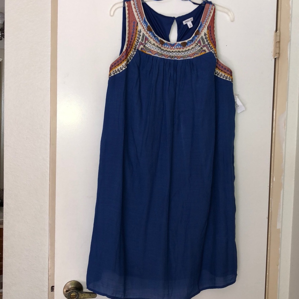 NWT blue embroidered color dress